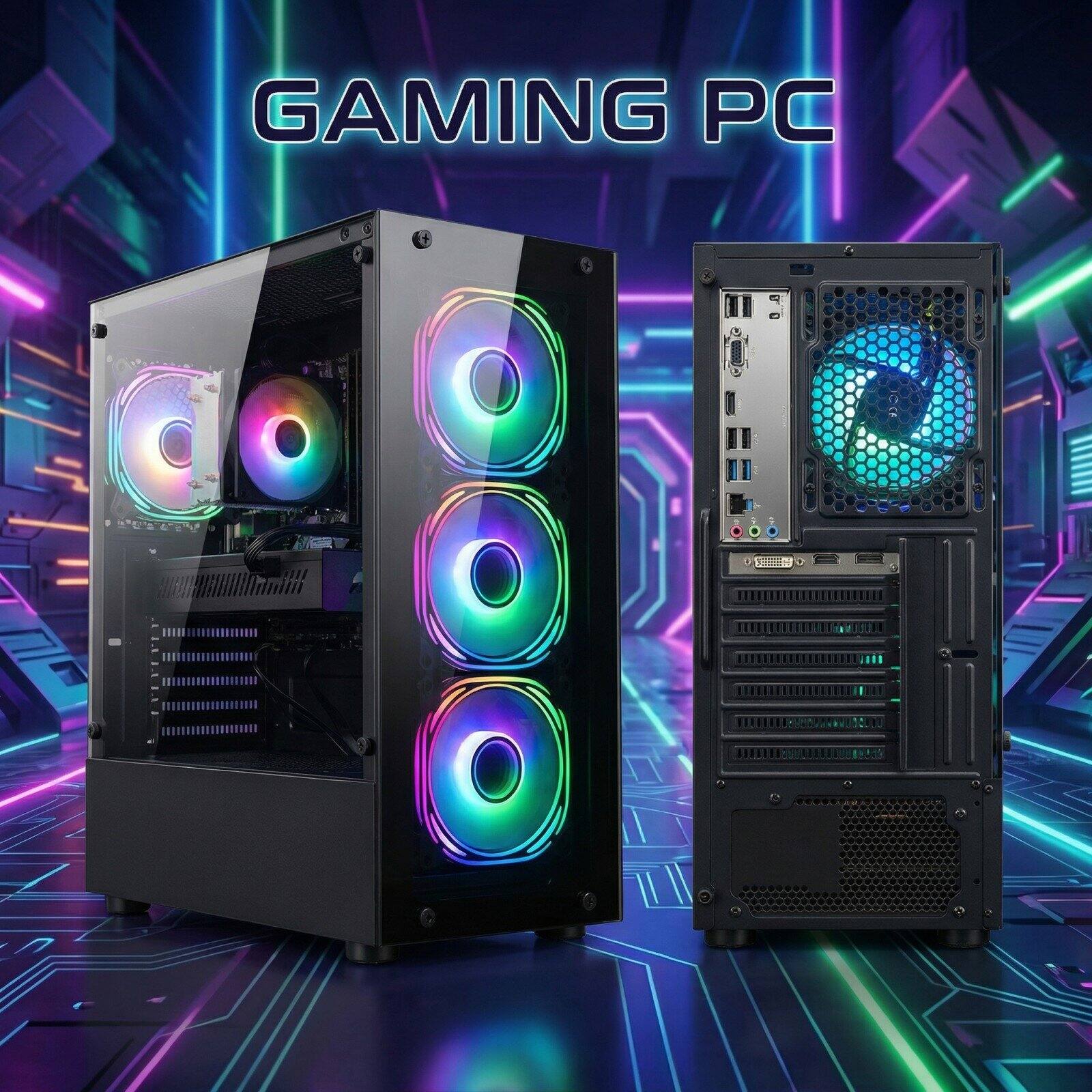 Left. STGAubron - STGAubron Gaming Desktop PC, AMD Ryzen 5 2600 up to 3.9G, GeForce RTX 2060 6G, 16G DDR4, 512G SSD, WiFi 6, Win11H - Black.