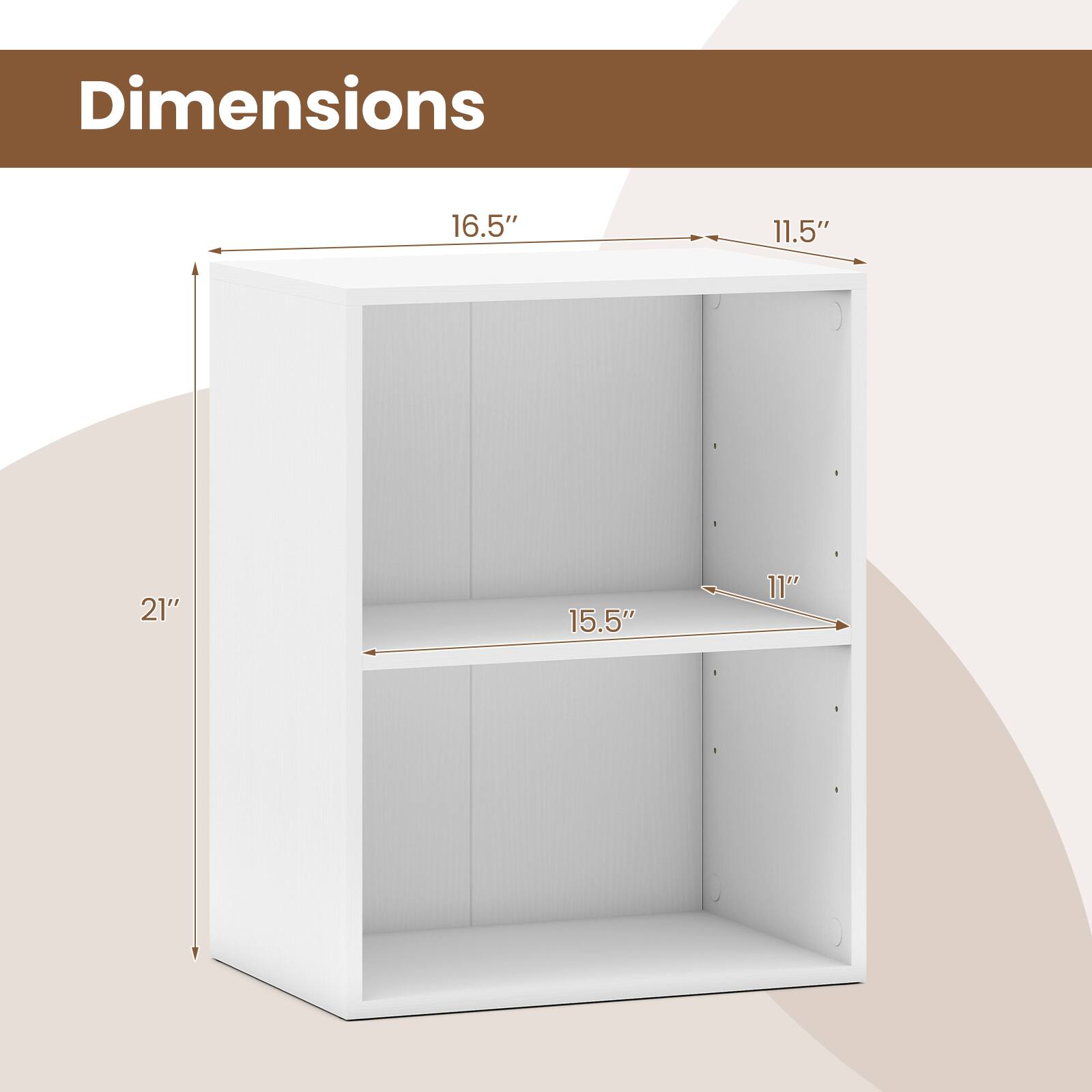 Dimensions: 16.5" x 11.5" x 21"  
Shelf Dimensions: 15.5" x 11"