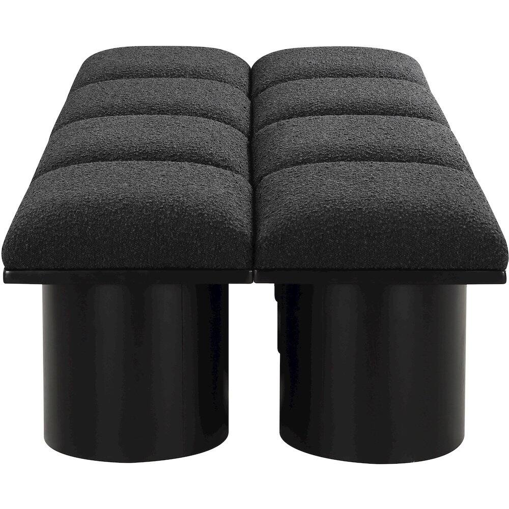 Left. Meridian Furniture - Pavilion Black Boucle Fabric Bench - Black Boucle Fabric.
