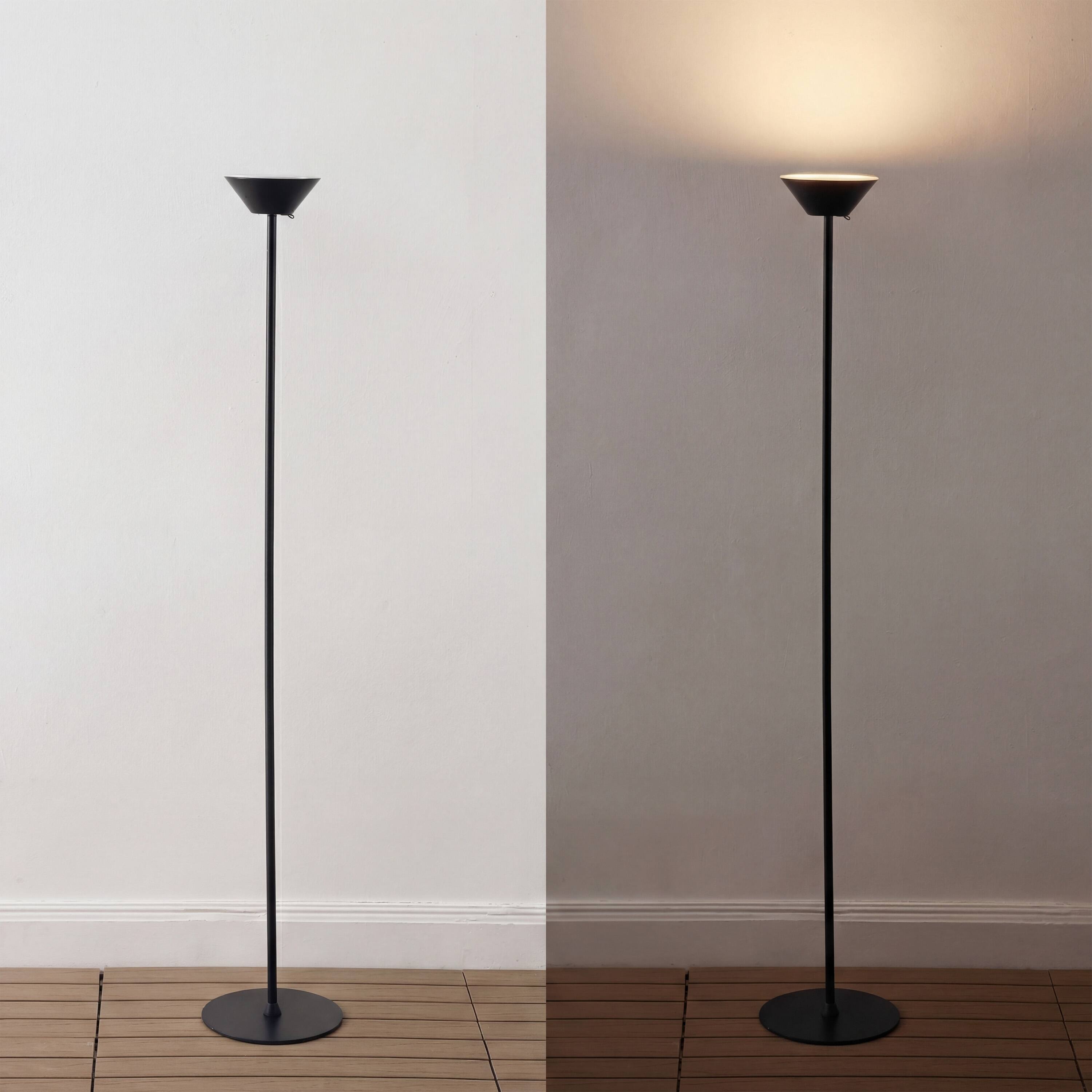 Alt View 3. Jonathan Y - Elias 59" Torchiere Metal Adjustable Rechargeable Integrated Portable Sensor Dimmable Indoor/Outdoor Floor Lamp, Black - Black.
