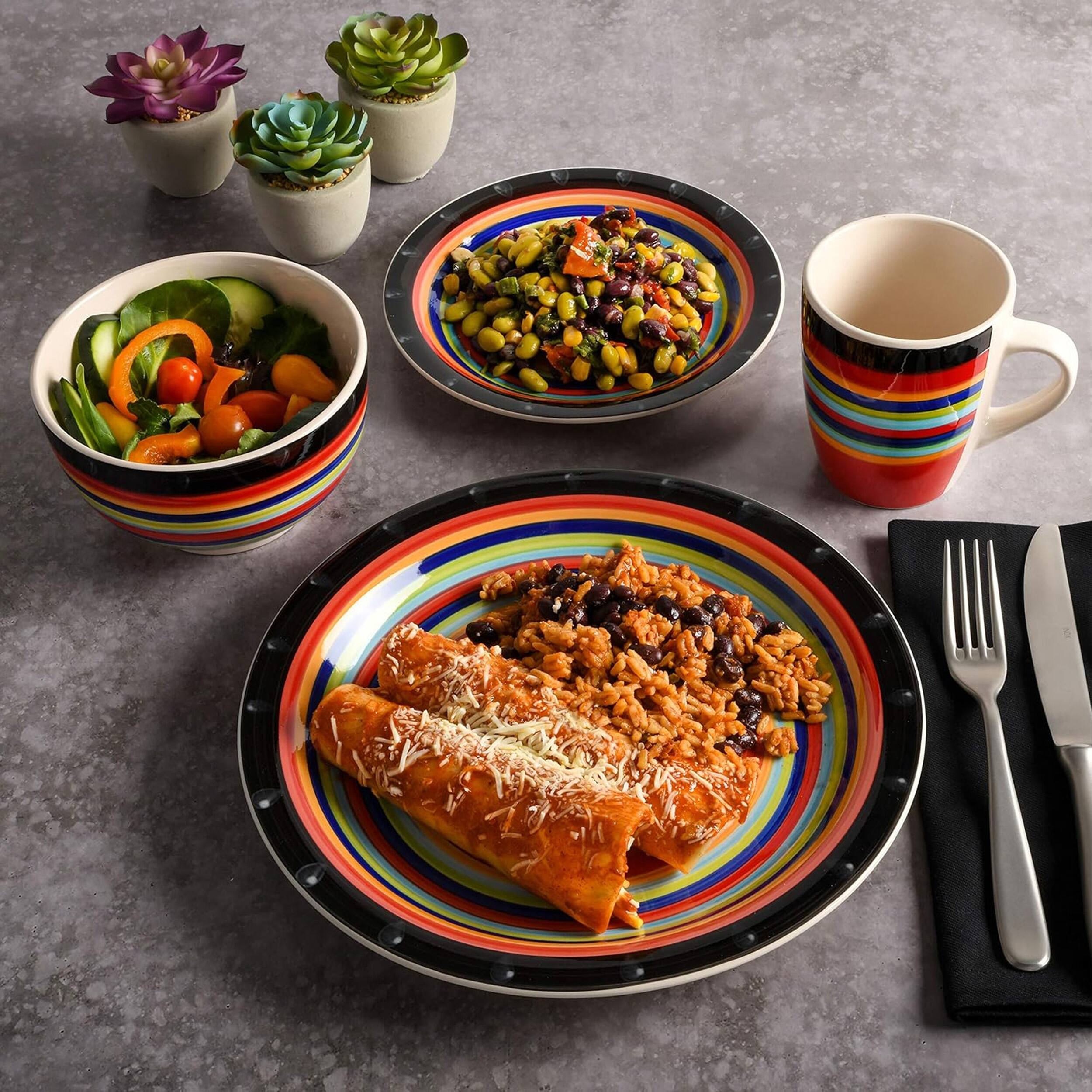 Alt View 5. Gibson - Gibson Home Casa Stellar 16 Piece Round Stoneware Dinnerware Set in Red - Red.