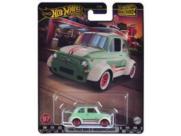 1960's Fiat 500 D Modificado with Stripes "Boulevard" Series Diecast Model Car by Hot Wheels - Light Green
