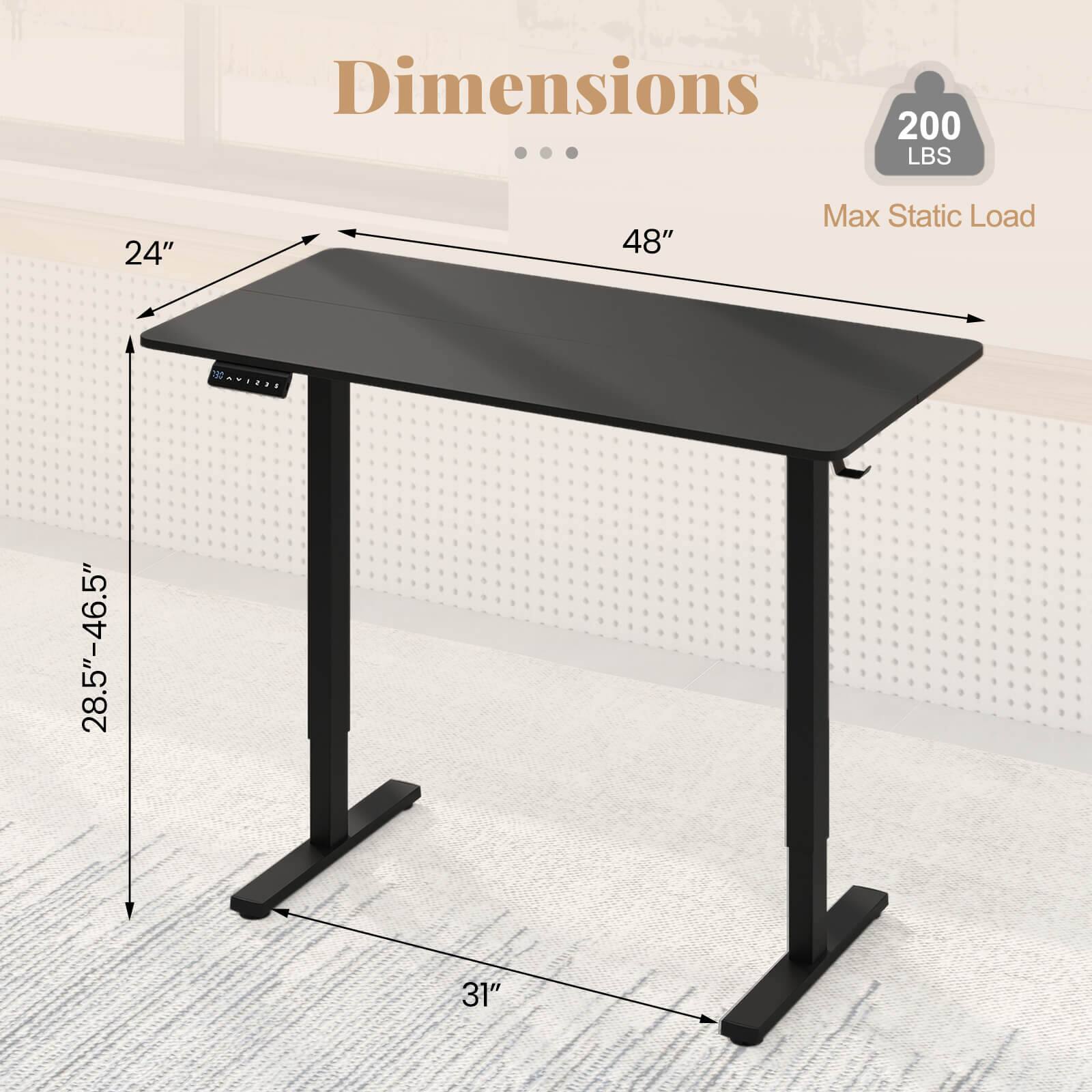 Dimensions  
200 LBS  
Max Static Load  
24" x 48"  
28.5"-46.5"  
31"