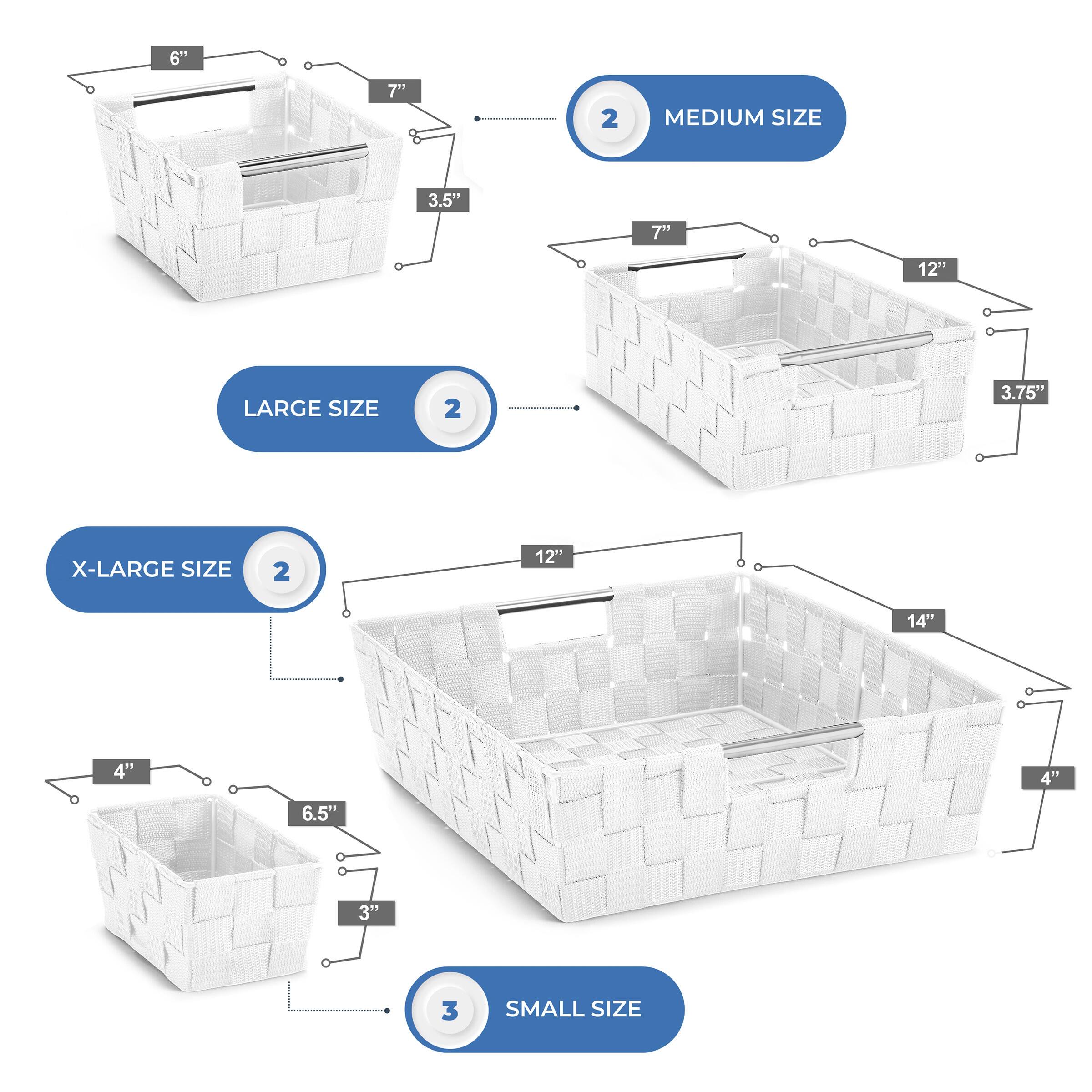 - **MEDIUM SIZE**
  - 6" x 7" x 3.5"
  - 2

- **LARGE SIZE**
  - 7" x 12" x 3.75"
  - 2

- **X-LARGE SIZE**
  - 12" x 14" x 4"
  - 2

- **SMALL SIZE**
  - 4" x 6.5" x 3"
  - 3