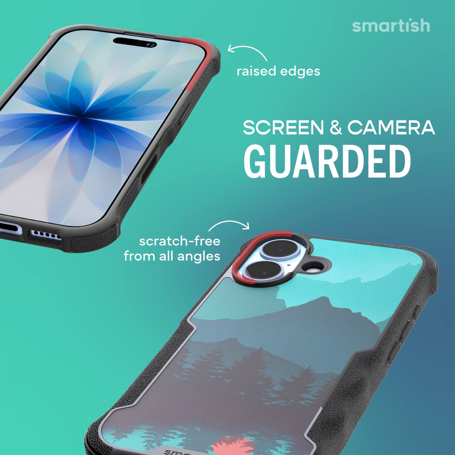 smartish raised edges SCREEN & CAMERA GUARDED scratch-free from all angles