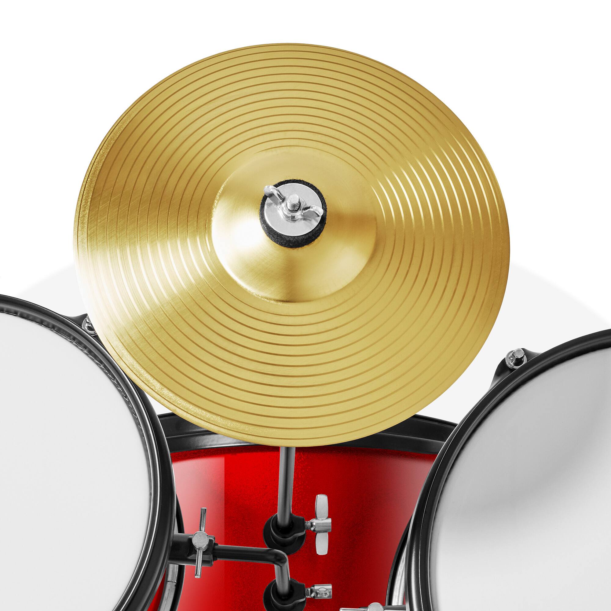 Alt View 4. Gammon Percussion - 3pc Junior Drum Set - Beginner Kit with Throne - Cymbal - Drumsticks - Red.