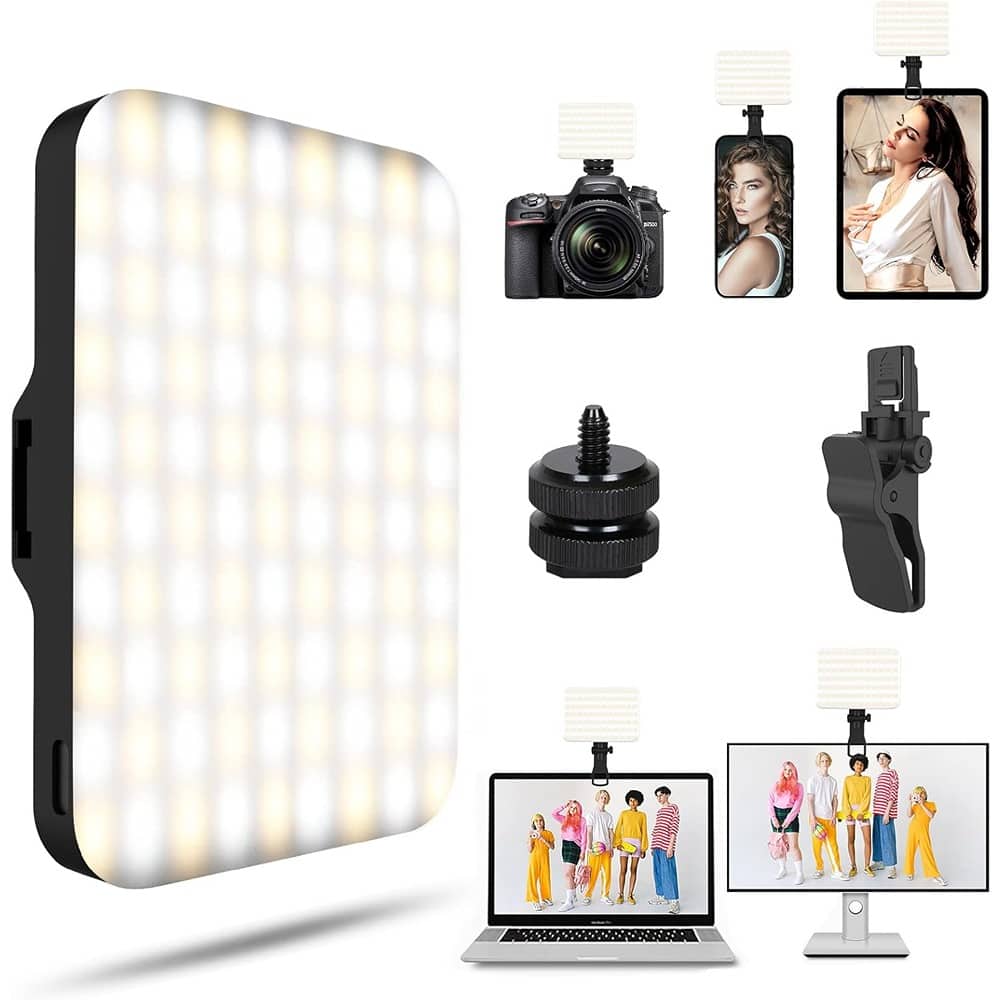 Schertz - USB-Rechargeable LED Selfie Light, 97+ CRI, Adjustable 6500K Color Temperature - Black
