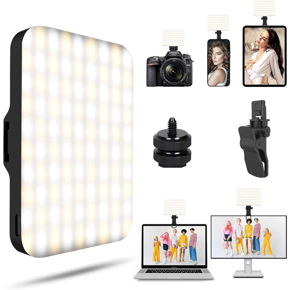 Front. Schertz - USB-Rechargeable LED Selfie Light, 97+ CRI, Adjustable 6500K Color Temperature - Black.