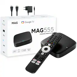 INFOMIR - MAG555 4K Google TV Streaming Media Player with Google Assistant Voice Remote, Dolby Audio, Chromecast Built-In, Wi-Fi - Black