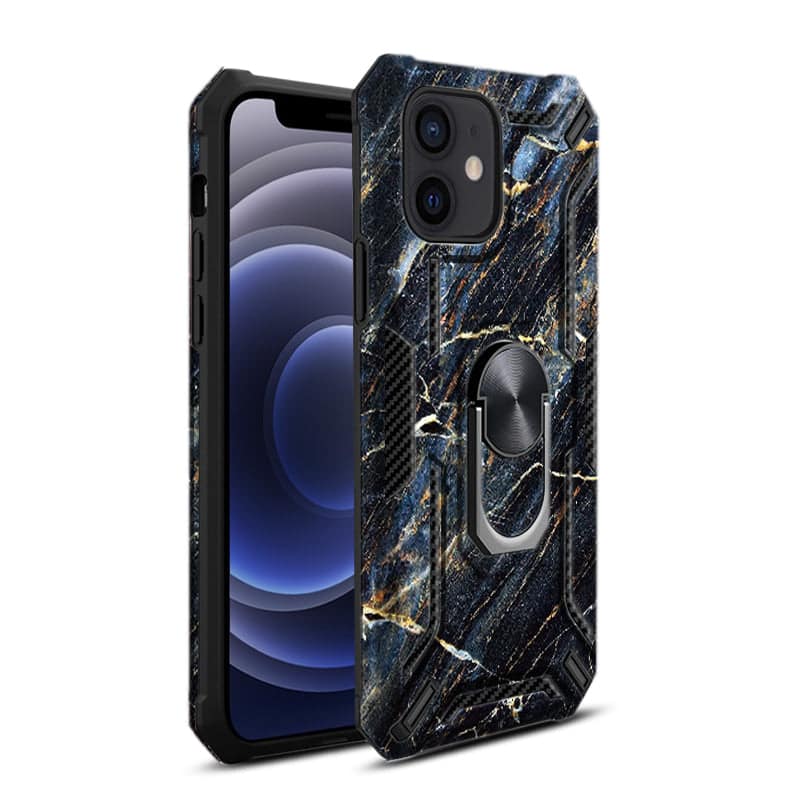 Reiko - Phone Case With Magnetic Ring Holder For Iphone 12 Mini In - Black