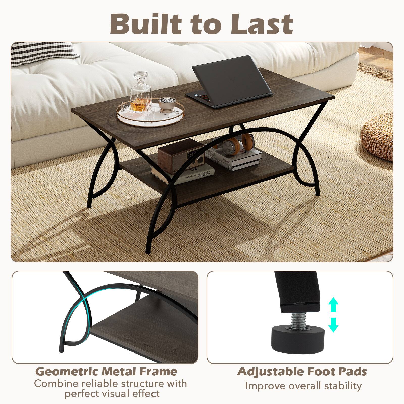 Built to Last

- Geometric Metal Frame
  Combine reliable structure with perfect visual effect

- Adjustable Foot Pads
  Improve overall stability
