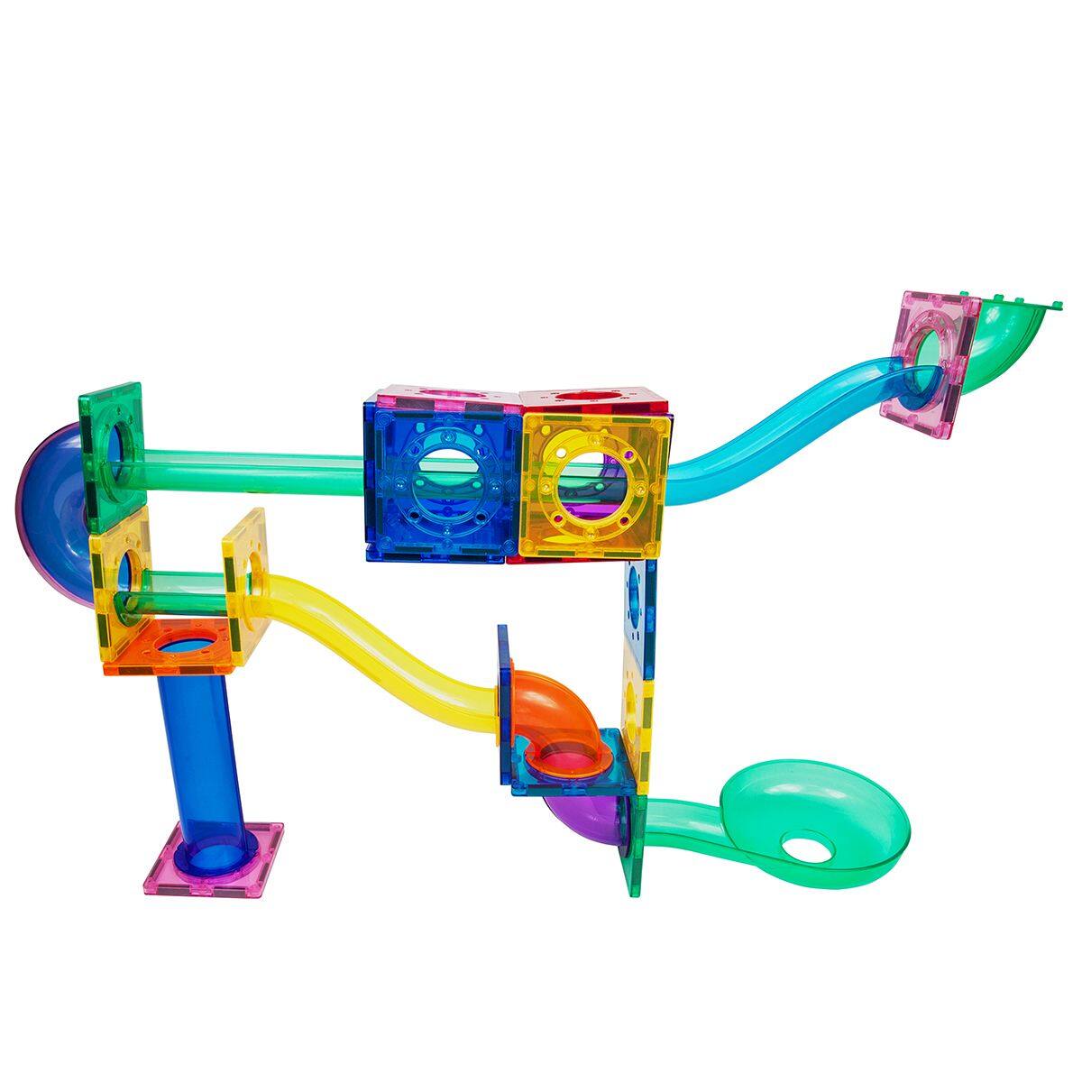 Alt View 5. PicassoTiles - PICASSO-TILES Marble Run Magnetic Tiles for Kids, 50PCS, Magnet Tiles Race Track Building Blocks STEM Toy - Multicolor.