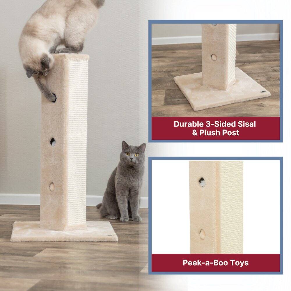 Durable 3-Sided Sisal & Plush Post  
Peek-a-Boo Toys