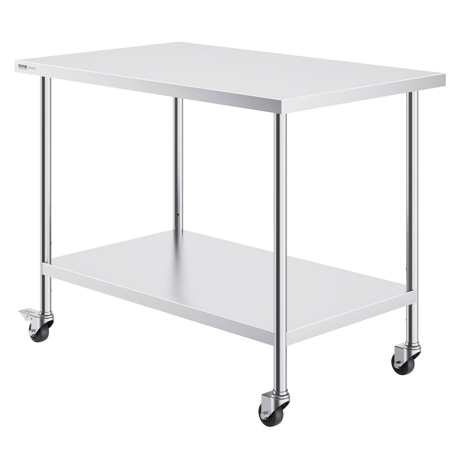 Alt View 5. VEVOR - Stainless Steel Prep Table, 30 x 48 x 34 Inch, 880 lbs Load Capacity, Heavy Duty Metal Worktable - Sliver.