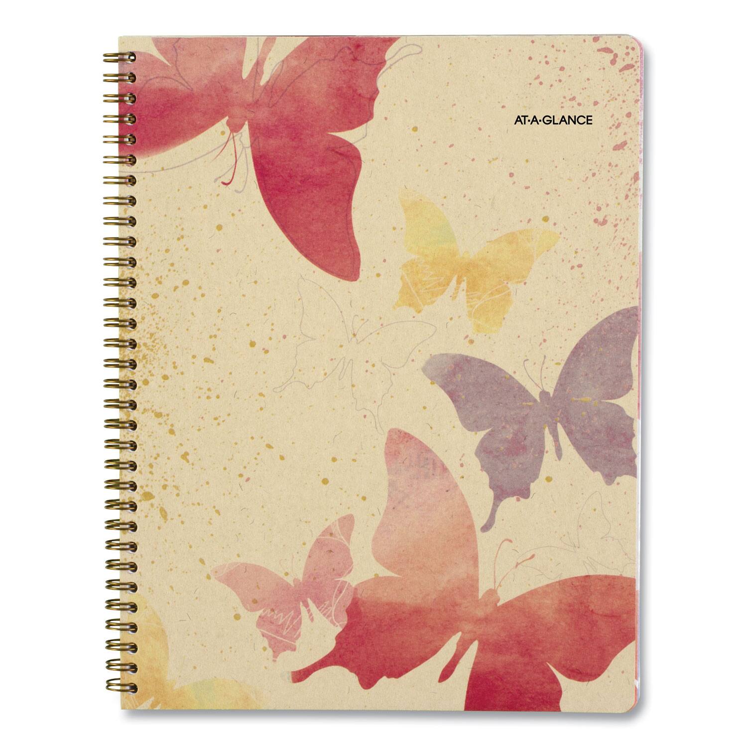 Back. AT-A-GLANCE - Watercolors Weekly Monthly Planner Butterflies Artwork 11 x 8.5 Multicolor Cover 12 Month Jan to Dec 2026.