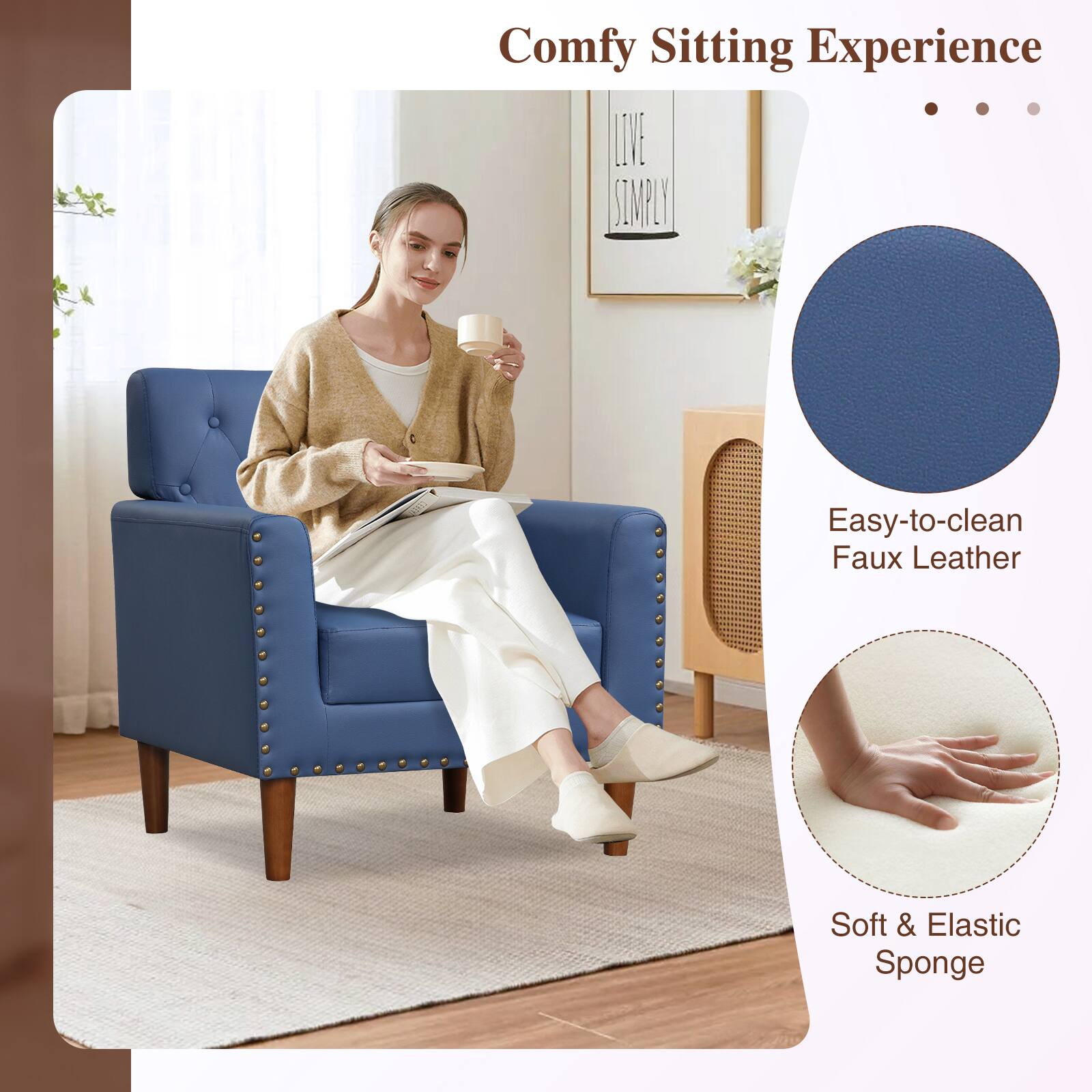 Comfy Sitting Experience

Easy-to-clean Faux Leather

Soft & Elastic Sponge
