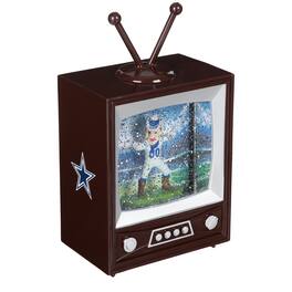 Evergreen Enterprises - Dallas Cowboys 8" Vintage TV Water Globe Lantern with Mascot - Brown