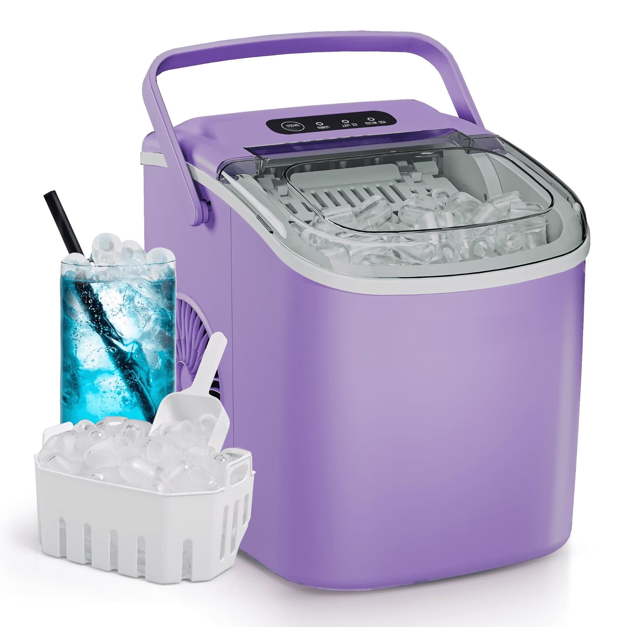 Front. SIMZLIFE - 26 lbs/24H Countertop Ice Maker - 9 Bullet-Shaped Ice in 6 Minutes, One-Button Control, Auto-Cleaning Feature - Purple.