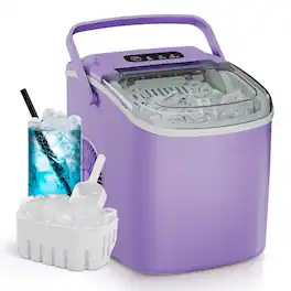 SIMZLIFE - 26 lbs/24H Countertop Ice Maker - 9 Bullet-Shaped Ice in 6 Minutes, One-Button Control, Auto-Cleaning Feature - Purple
