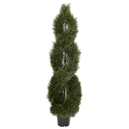 Front. BreeBe - 5' Pond Cypress Topiary UV Rest w/1702 Lvs (Indoor/Outdoor) - Green.