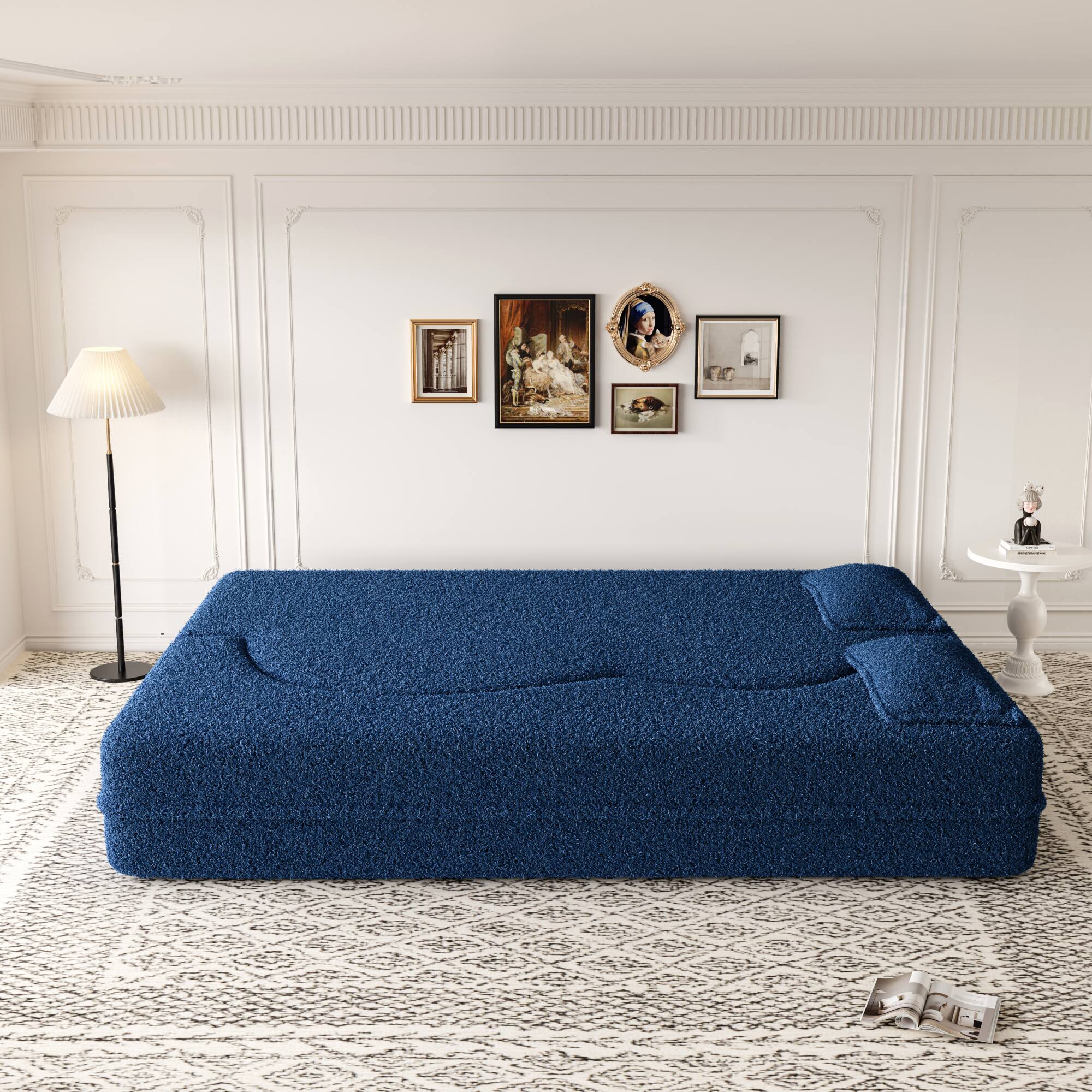Alt View 1. GOODSILO - Convertible Floor Sofa Bed with 2 Pillows, Full Size Folding Mattress for Living Room and Guest Spaces - Blue.