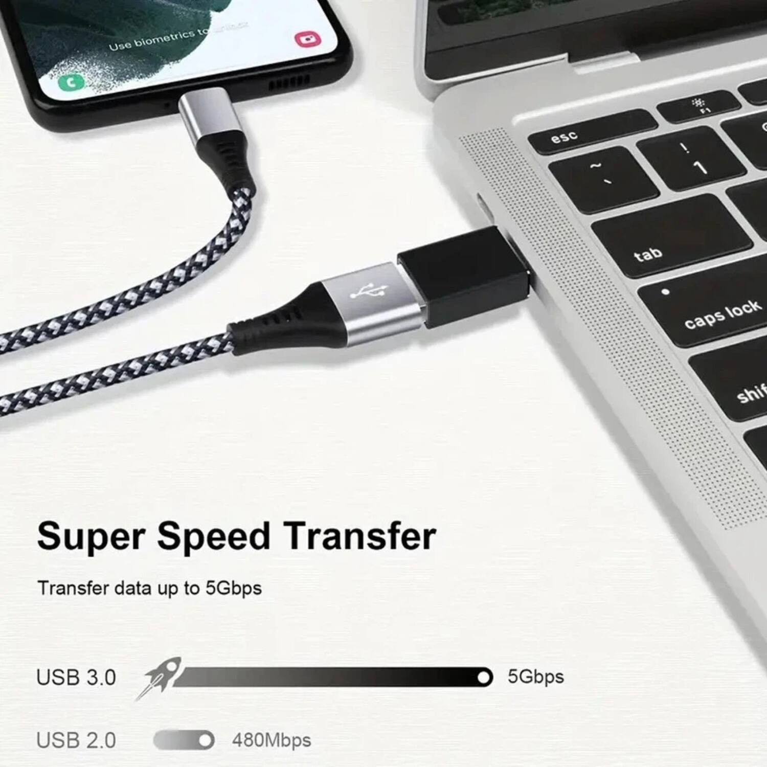 Use biometrics to

Super Speed Transfer  
Transfer data up to 5Gbps  
USB 3.0: 5Gbps  
USB 2.0: 480Mbps