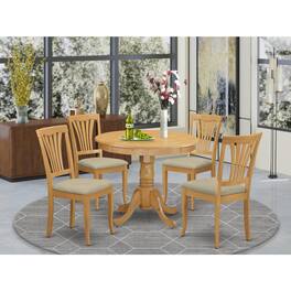 East West Furniture - ANAV5C 5 Pc Dinette Table set - Kitchen dinette Table and 4 Kitchen Chairs - Oak