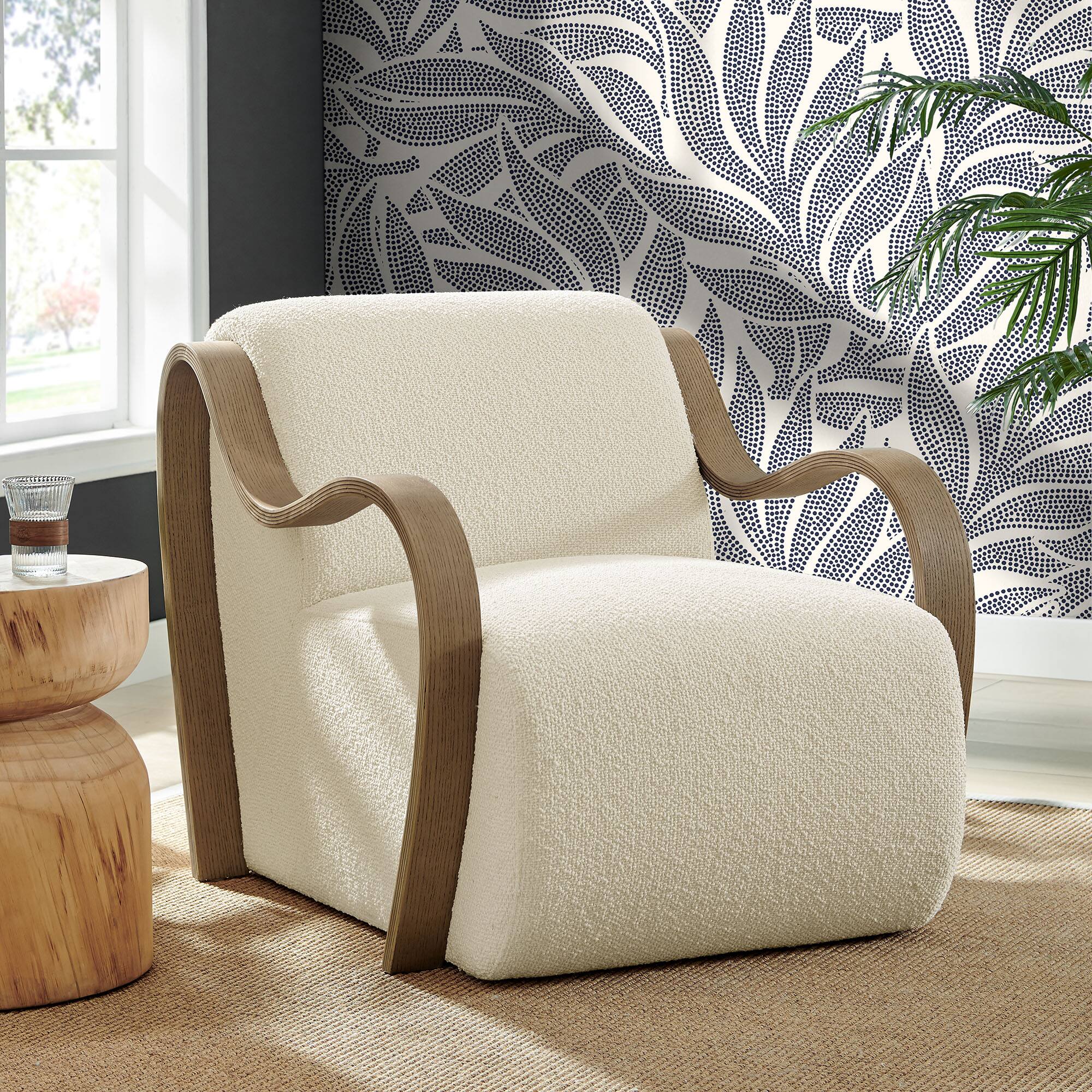 Front. Modway - Atrium Lattice Boucle Accent Armchair by Modway - Cream.
