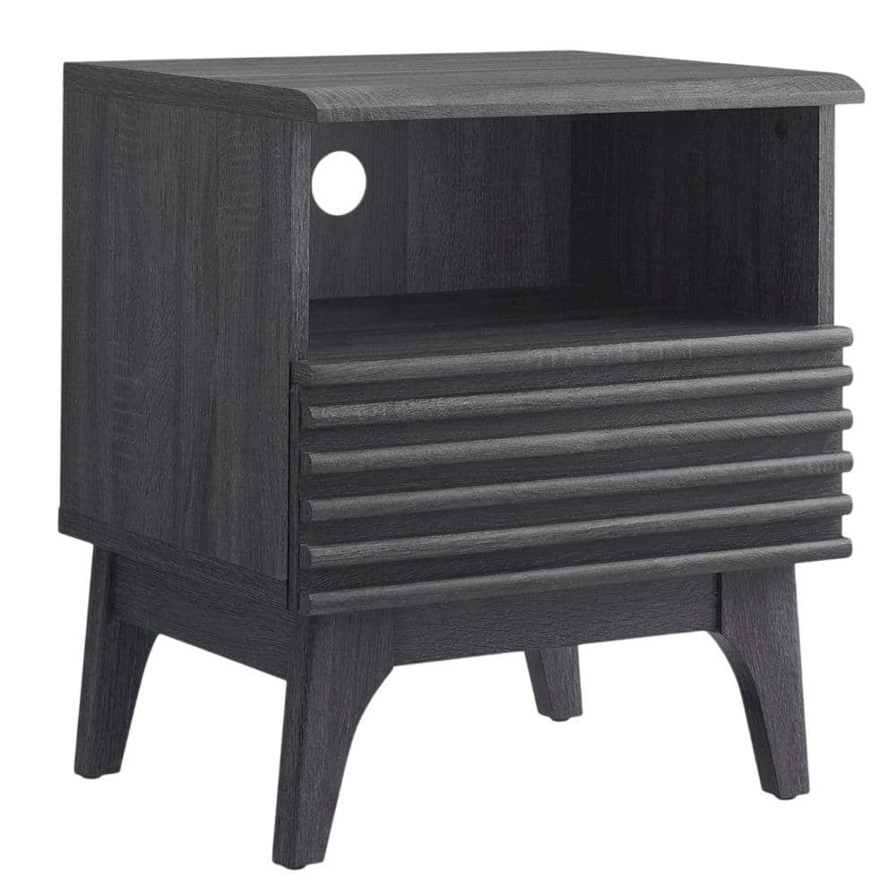 FurniFact - Nightstand Tone with Contemporary Design, Sturdy Base, Sleek Finish - Gray