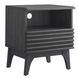 FurniFact - Nightstand Tone with Contemporary Design, Sturdy Base, Sleek Finish - Gray