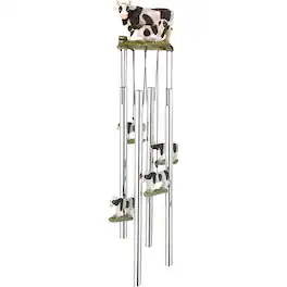 FC Design - 23" Long Round Top Cow Wind Chime Outdoor Patio or Garden Hanging Decoration - Multi-Color