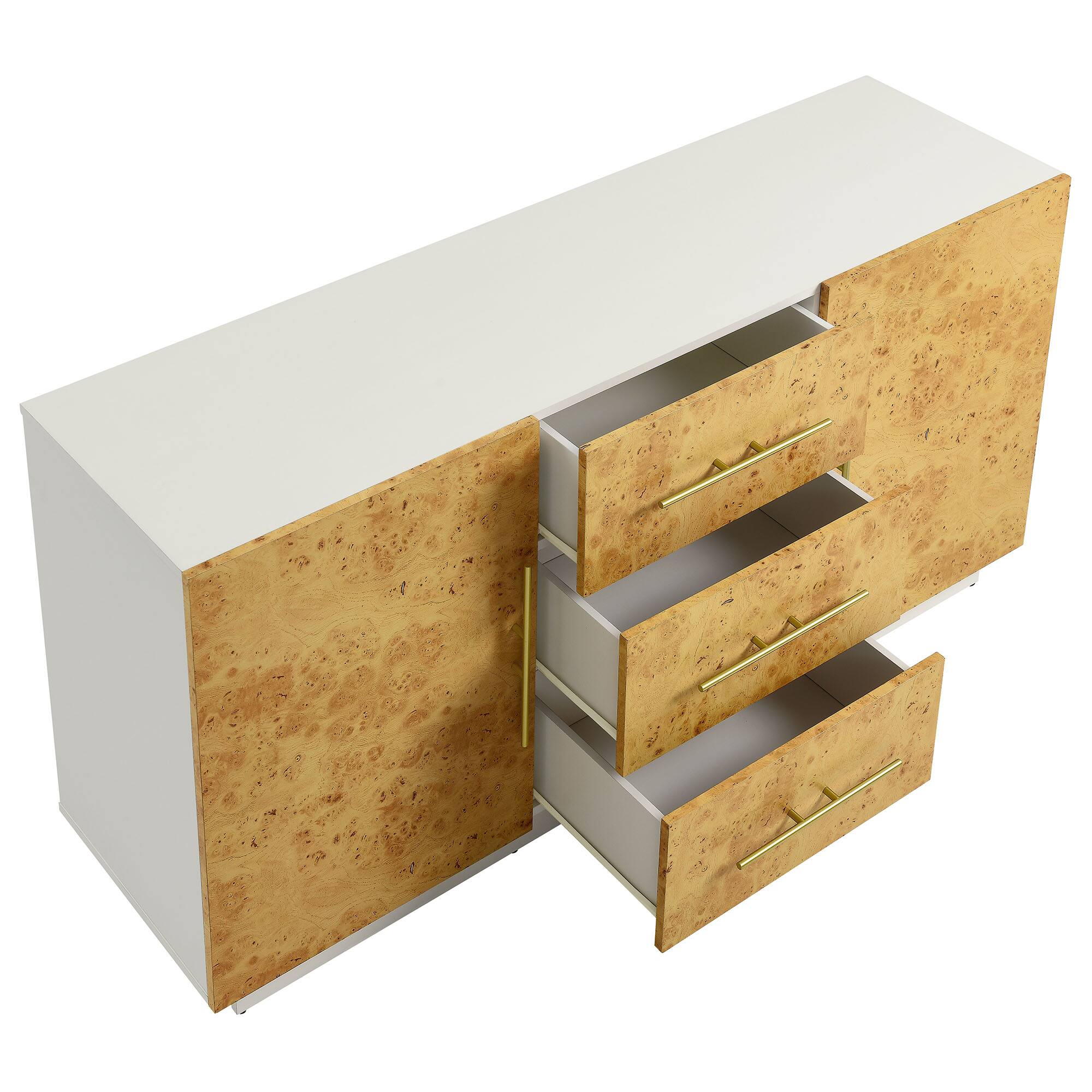 Alt View 4. Modway - Abel 59 Inch Burl Wood Sideboard Buffet TV Stand by Modway - White Bleached Burl.