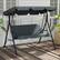 Angle. Outsunny - Outdoor Patio Swing Chair w/ Cushion, Steel Frame Stand, Adjustable Tilt Canopy for Patio - Gray.