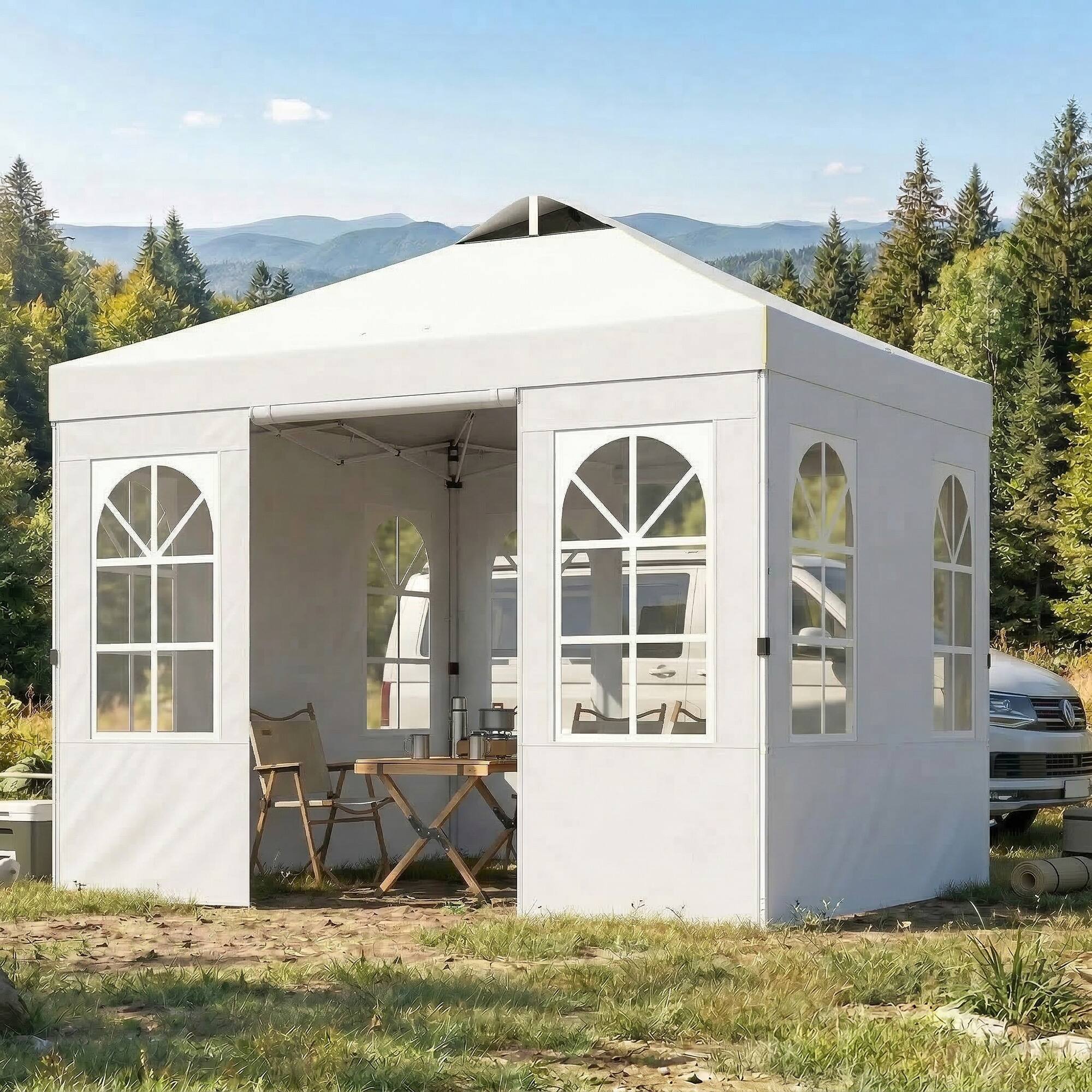Alt View 1. Outsunny - x 9.6 ft Pop Up Canopy Tent with Sidewalls, One Push Setup.