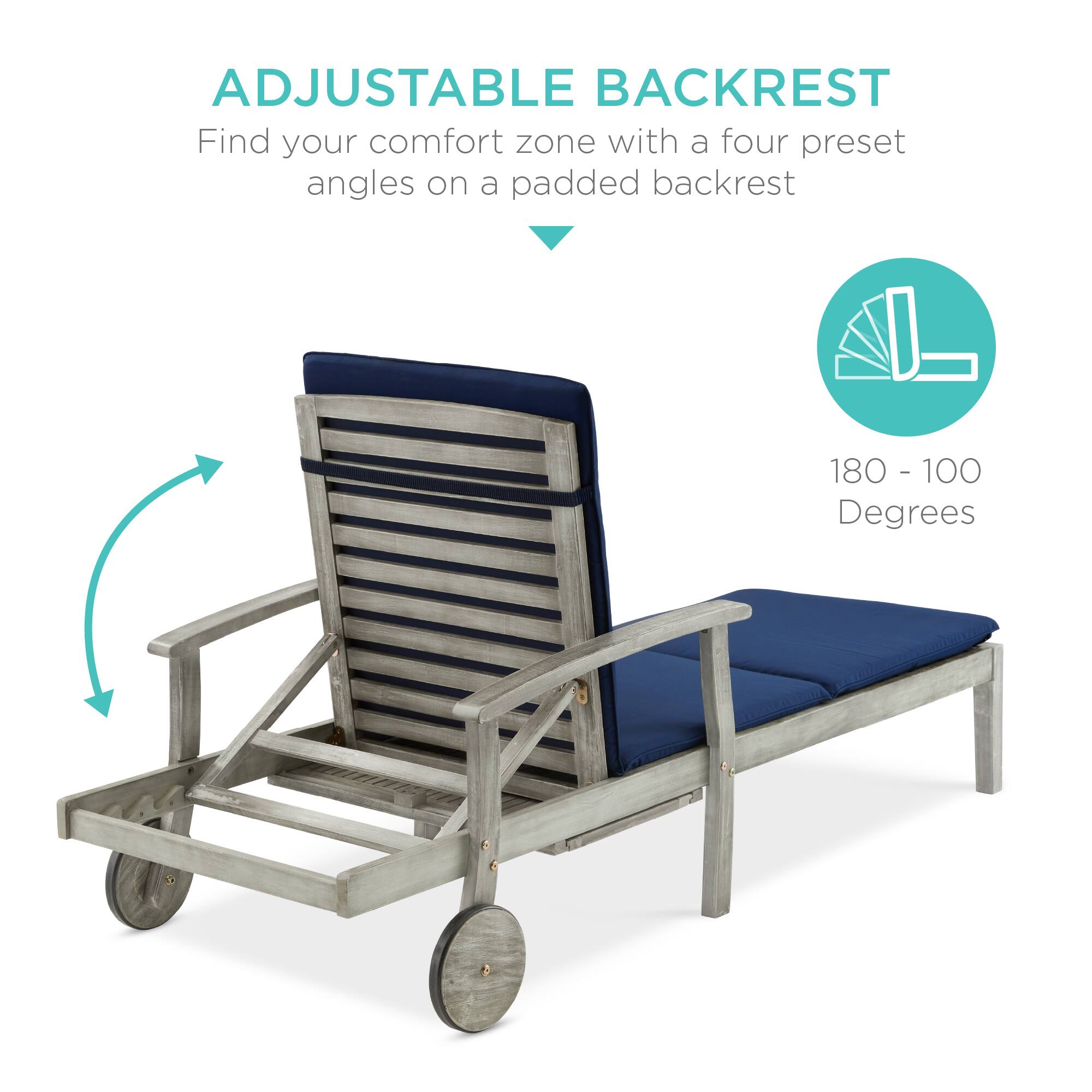 ADJUSTABLE BACKREST  
Find your comfort zone with a four preset angles on a padded backrest  

180 - 100 Degrees