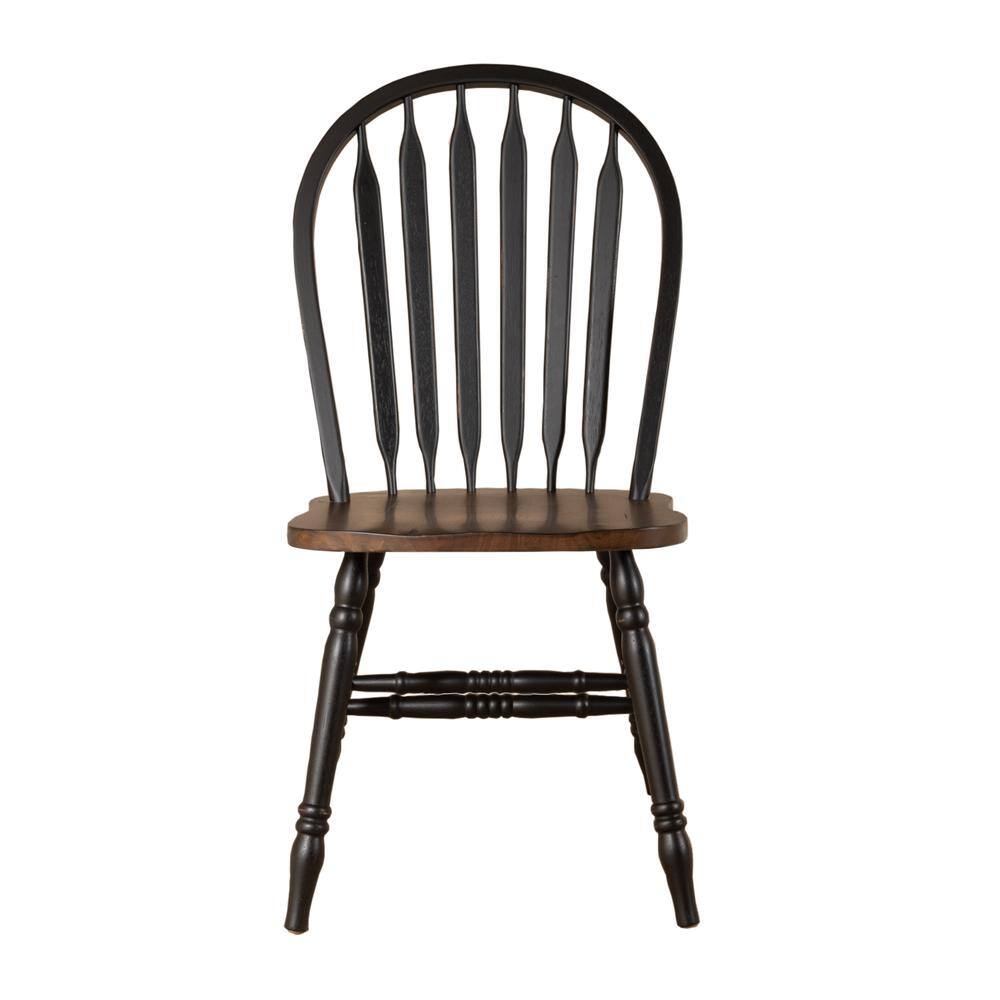 Front. Liberty Furniture Industries - Windsor Side Chair)-Black- Set of 2 Solids Black - Black.