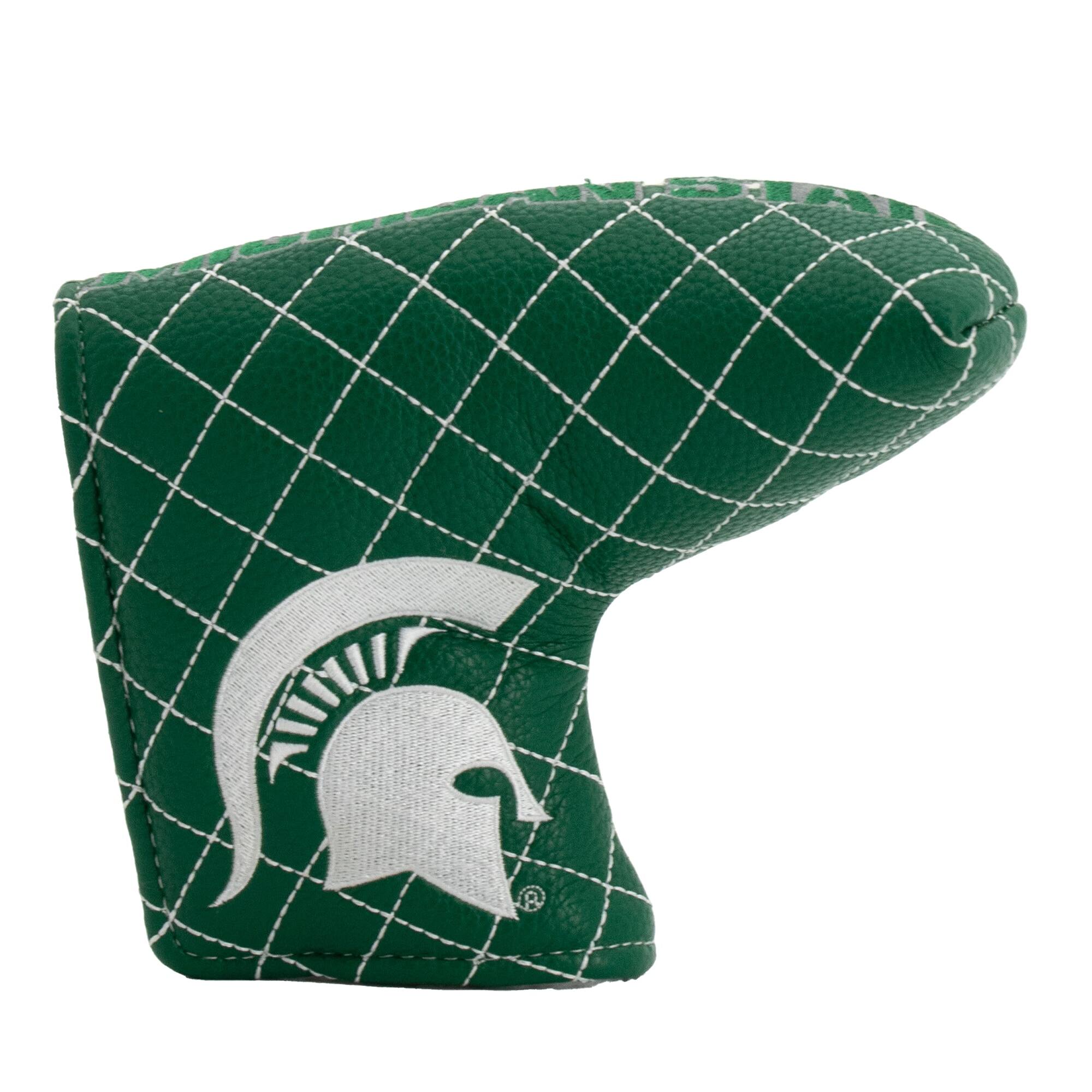 Front. Team Golf - Michigan State Spartans Quilted Blade Putter Cover - Multicolor.