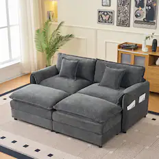 Front. Anysun - Deep-Seat Sectional Cloud Sofa with 2 Ottomans & Pillows - Modular Loveseat Couch for Living Room & Apartment - Gray.