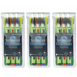 Schneider - Xpress Fineliner Pen, Fiber Tip, 0.8 mm, 3 Colors Per Pack, 3 Packs