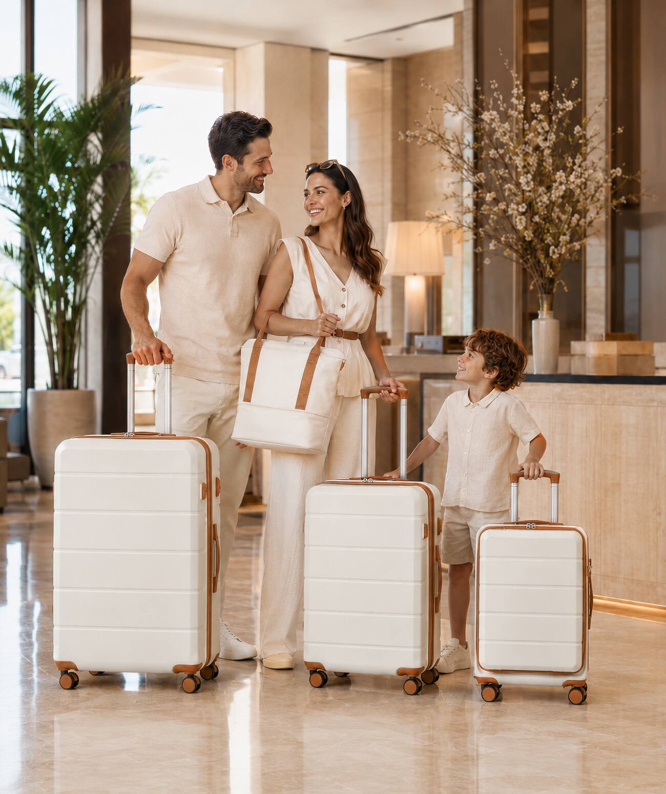 Angle. LUGGEX - LUGGEX 5 Piece Expandable Hardside Luggage Set with Tote and Toiletry Bag - FX-Lite - White.