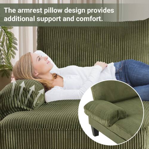 The armrest pillow design provides additional support and comfort.
