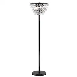 Jonathan Y - Jemma 60" Crystal/Metal LED Floor Lamp, Clear - Bronze