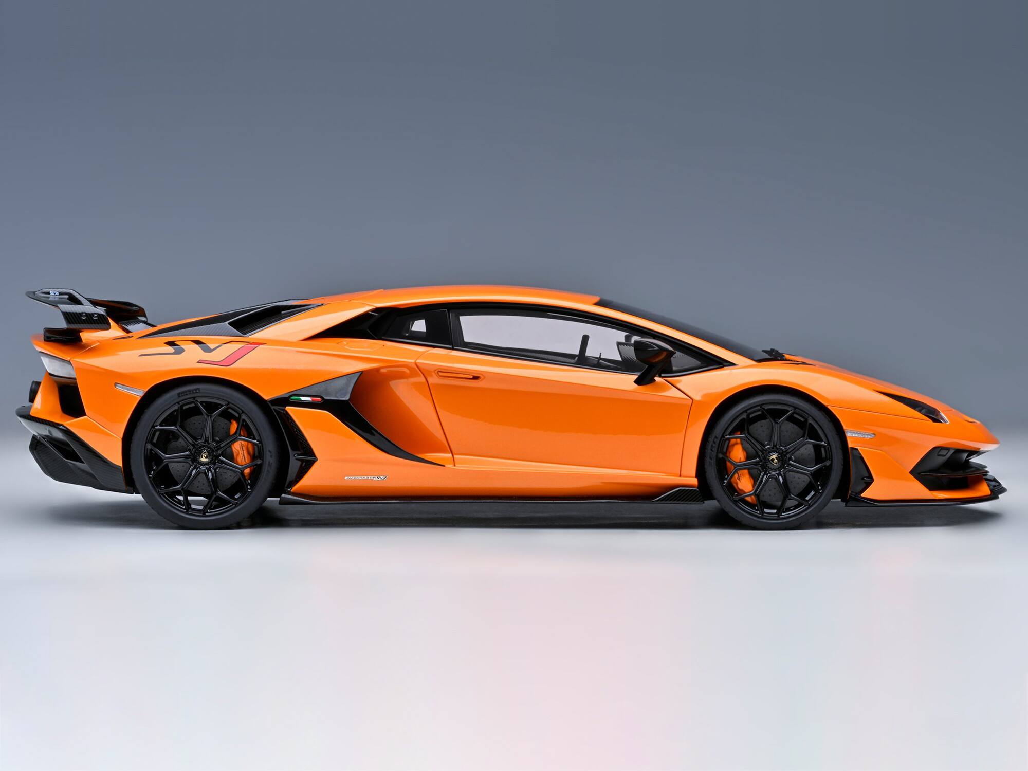 Alt View 7. Autoart - Lamborghini Aventador SVJ Arancio Atlas Pearl Orange 1/18 Model Car by Autoart.
