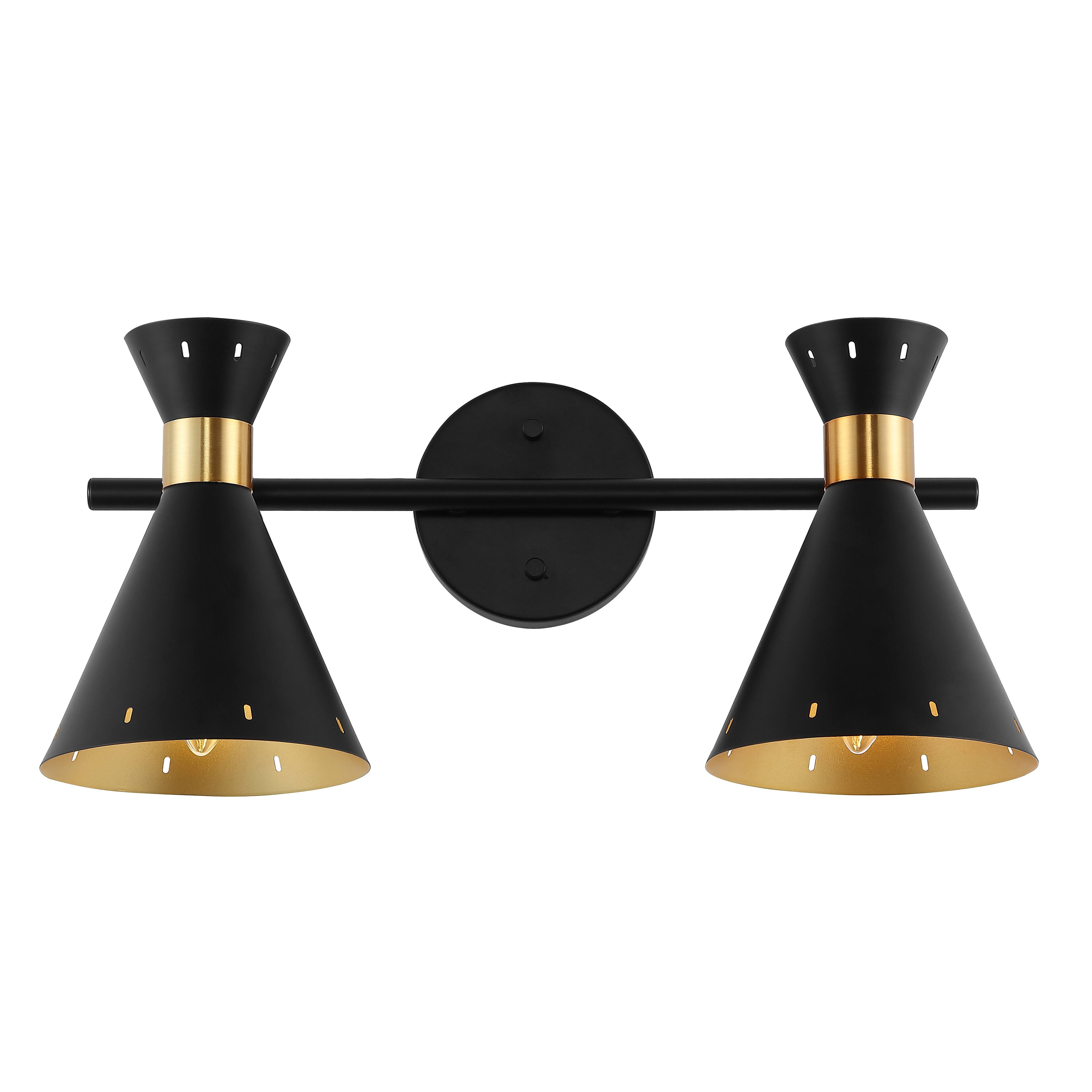 Jonathan Y - Elroy 18.25" 2-Light Iron Retro Contemporary LED Track Light , /Gold - Black