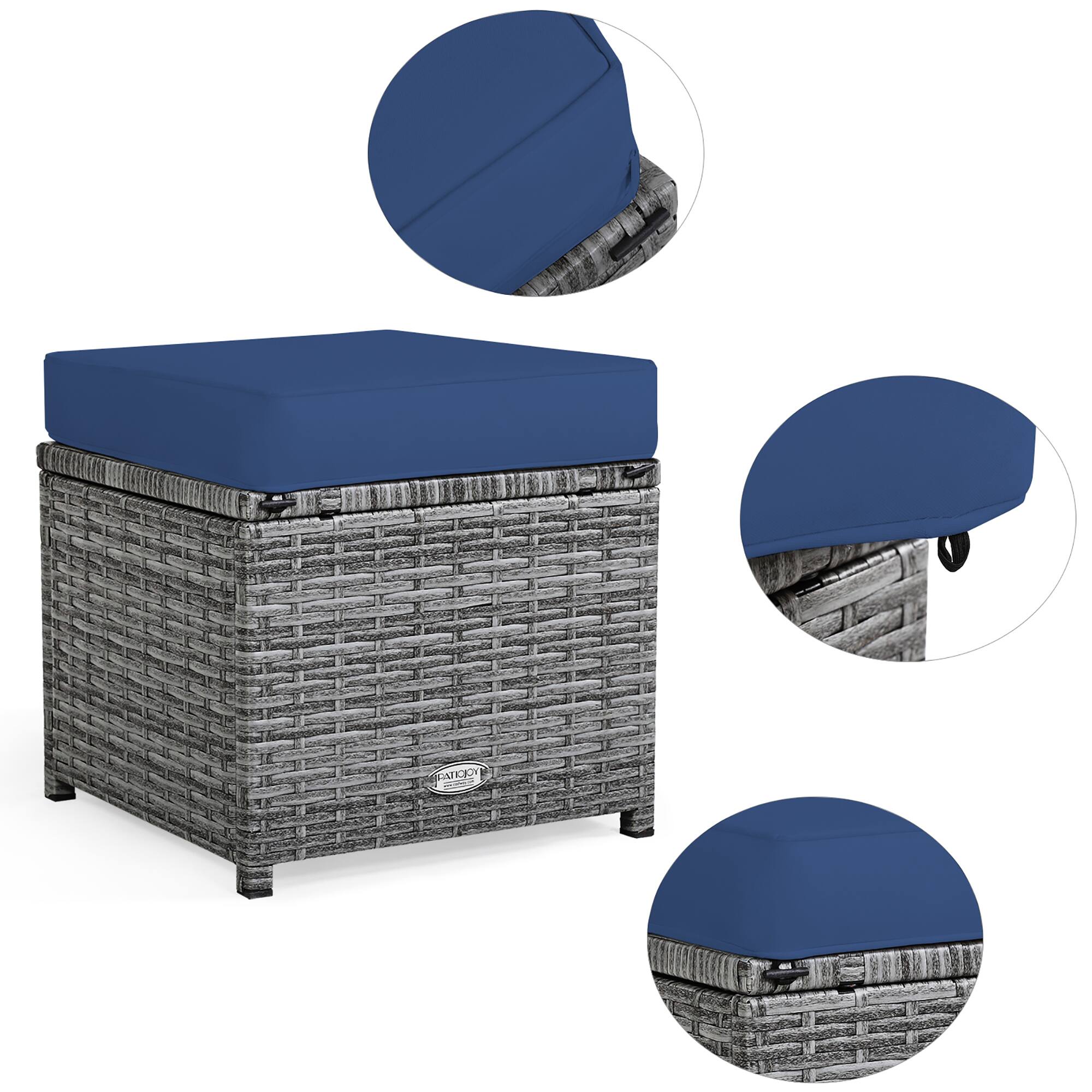 Alt View 8. Costway - 7 PCS Patio Rattan Dining Set Sectional Sofa Couch Ottoman - Navy.