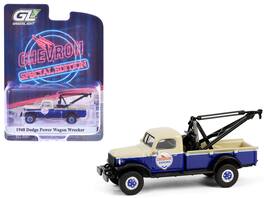 Greenlight - 1948 Dodge Power Wagon Wrecker Tow Truck Beige and Blue "Chevron Special Edition" Series 1 1/64 Diecast - Beige and Blue