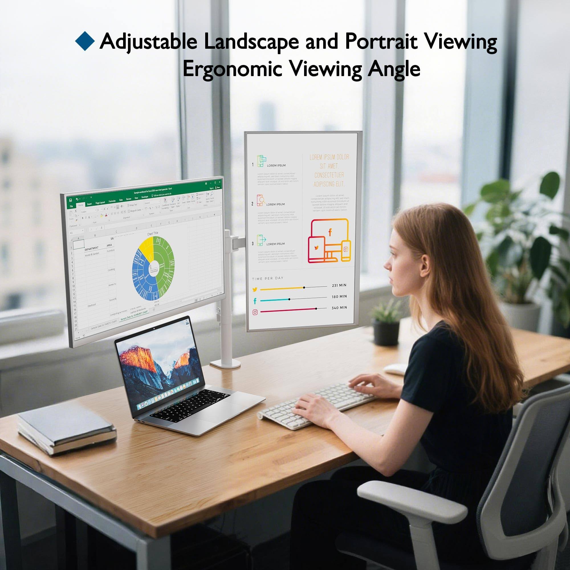 Adjustable Landscape and Portrait Viewing Ergonomic Viewing Angle