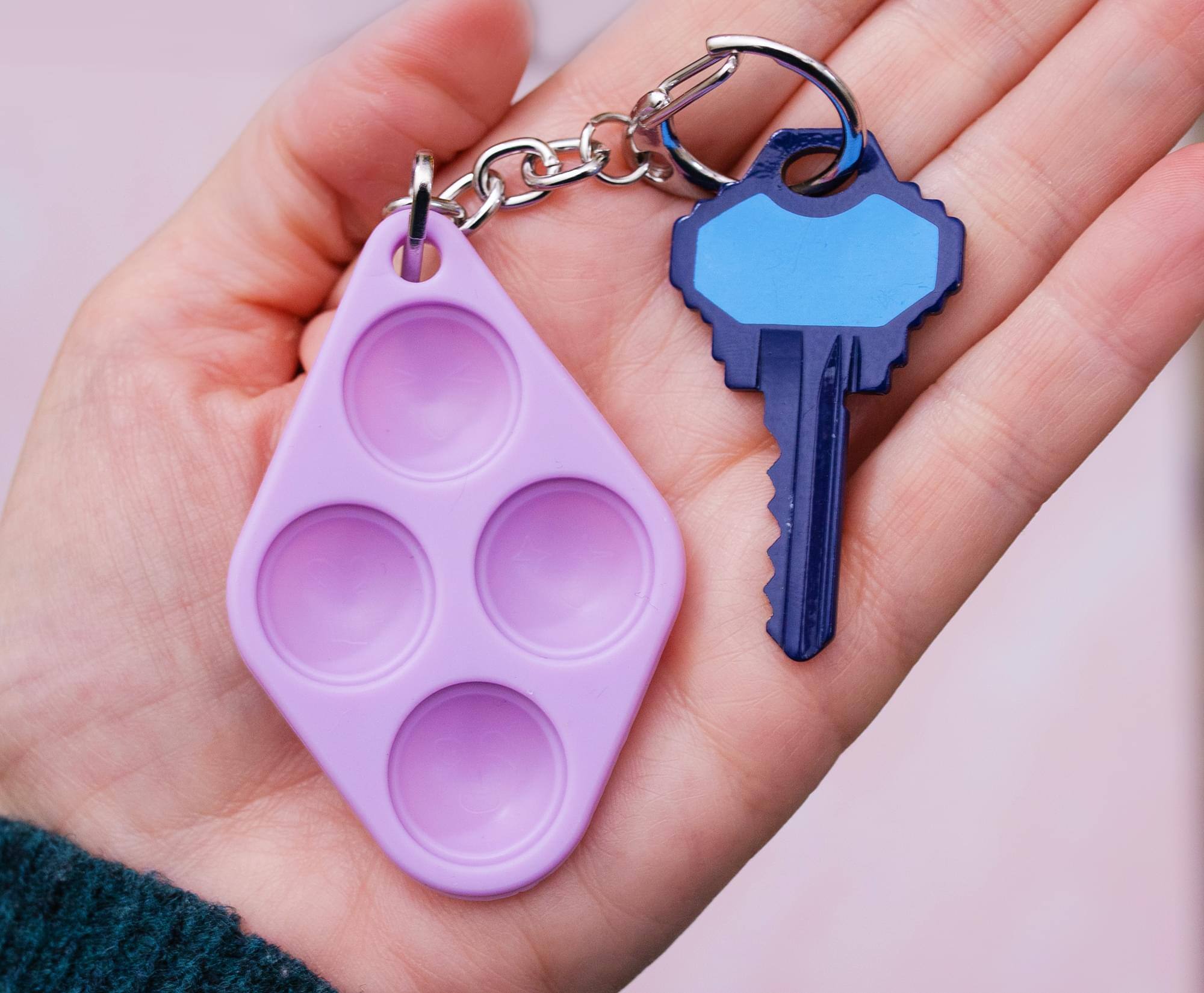 Alt View 3. Toynk - Pop Fidget Toy Purple 4-Button Silicone Keychain Accessory - Purple.