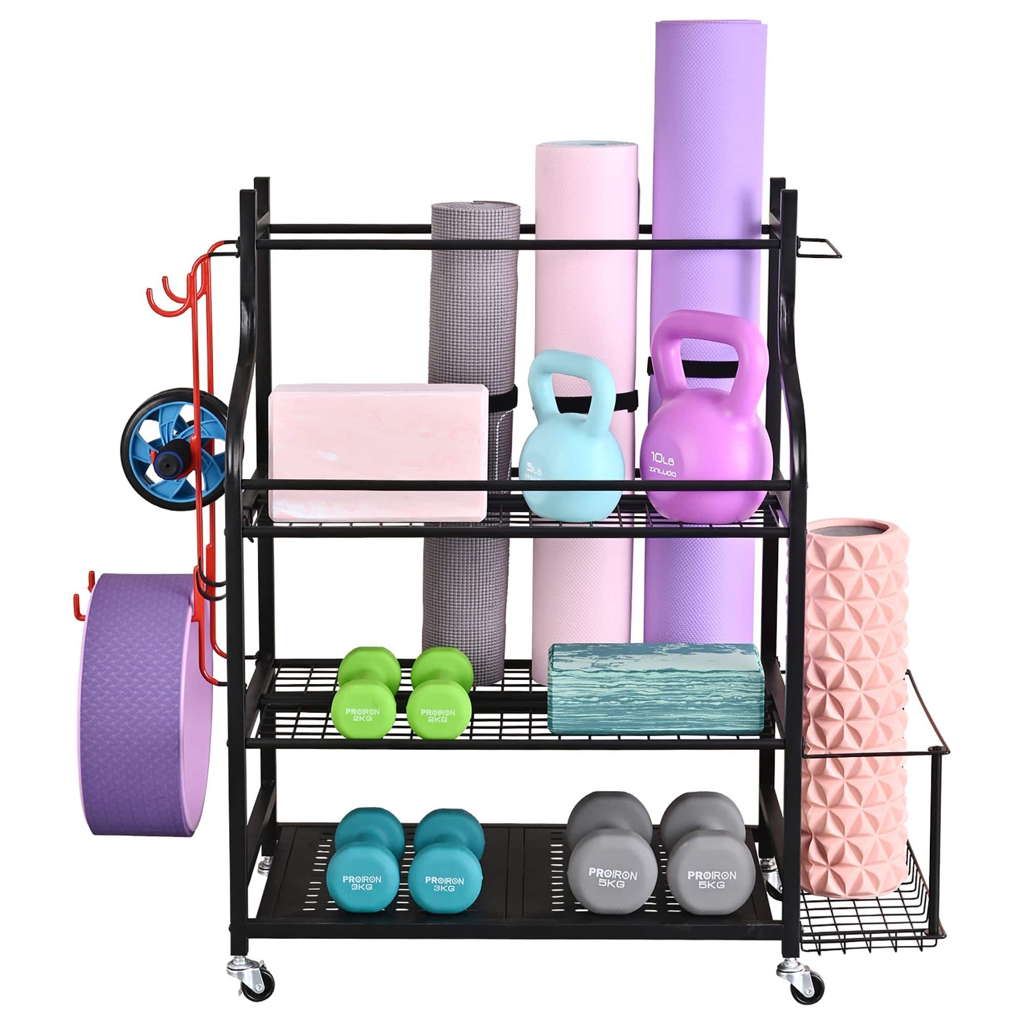 ZACHVO - 3- Tier Yoga Mat Home Gym Storage Rack - Black
