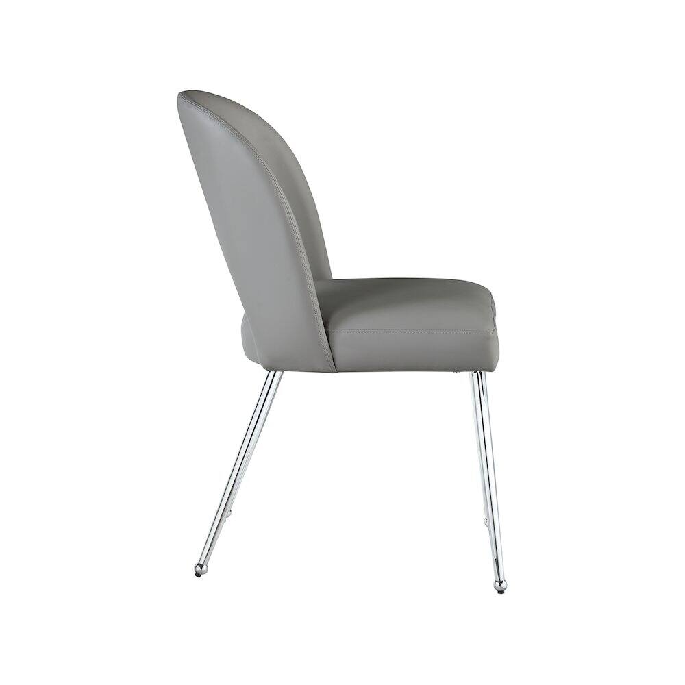 Alt View 3. Meridian Furniture - Logan Grey Vegan Leather Dining Chair, Set of 2 - Grey.